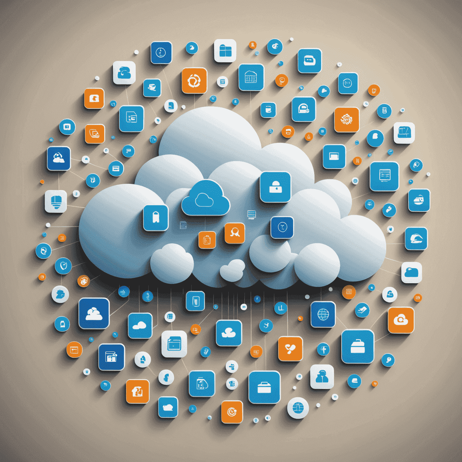 An illustration of a large data cloud with various icons representing different types of data